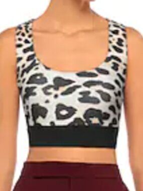 Rabanne Leopard-Print Jersey Crop Top Beige M